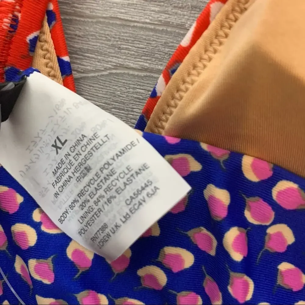NWT J. Crew eco banded bikini top rosebud XL